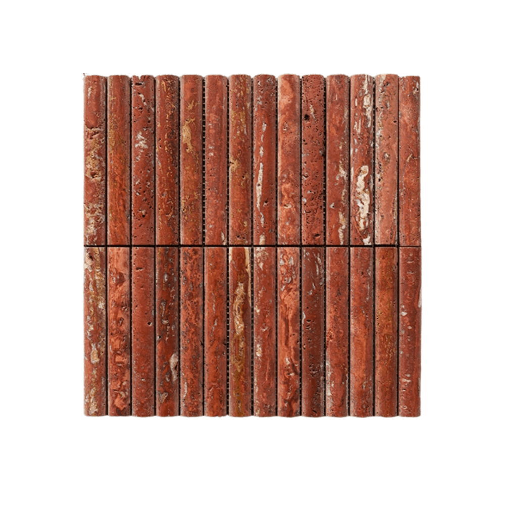 โมเสคหินธรรมชาติ TIMELESS TILES รุ่น LUNE 30.5X30 ซม. สีแดง RED CAVE โมเสกแท่งทรงโค้งครึ่งวงกลม_0